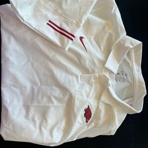 Arkansas Razorbacks Nike Dri-Fit White Polo Shirt with Red Accents